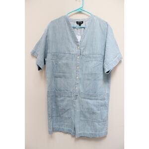 NWT Ilana Kohn Tuck Light Blue Denim Jean Romper Size XS